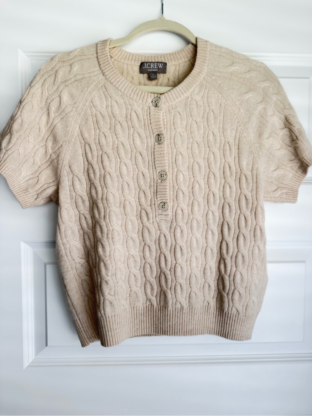 J. Crew Cream Cable Knit Short Sleeve Pullover